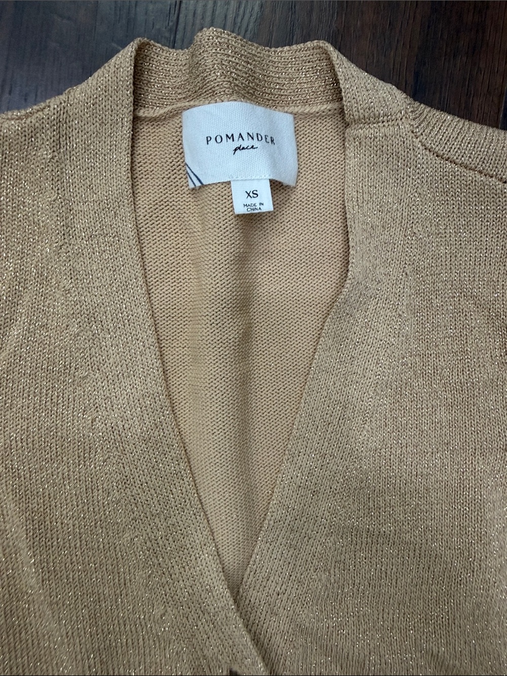 Women's Gold Metallic Knit Cardigan XS NWT - Picture 7 of 8
